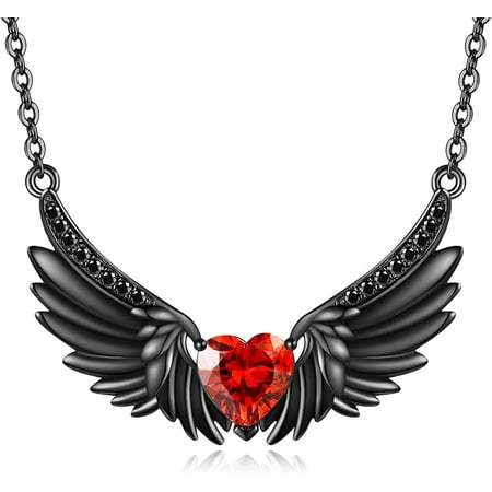 XATENJE Angel Wings Necklaces for Women Sterling Silver Goth Necklace Gothic Jewelry Gift for Men Goth Lover