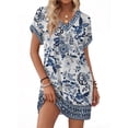 thumbnail image 3 of MOSHU Summer Dresses for women V Neck Womens Dresses Short Sleeve Casual Midi Dress with Pockets, 3 of 11