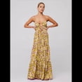thumbnail image 3 of Vestido de Verano con Estampado Floral para Mujer, con Tirantes Finos, Aberturas y Lazo en la Parte Delantera, Holgado, Estilo Bohemio. Amarillo-Verde L, 3 of 5