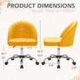 thumbnail image 2 of Vyrox Home Office Chair, Adjustable Swivel Vanity Chair with Wheels, Upholstered Mid-Back Rolling Task Chair, Armless Desk Chair for Bedroom, Living Room, Study, Yellow, 2 of 7