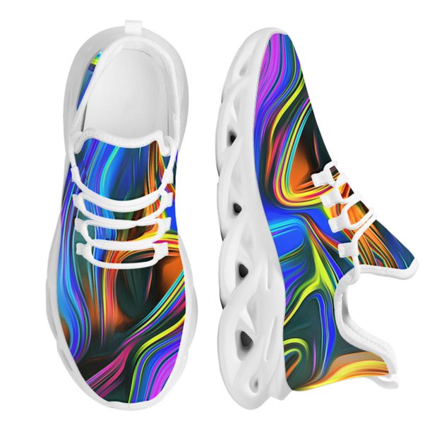 Zapatillas deportivas para hombre con diseño psicodélico en colores elegantes, cómodas y transpirables, de malla, informales, planas para exteriores.