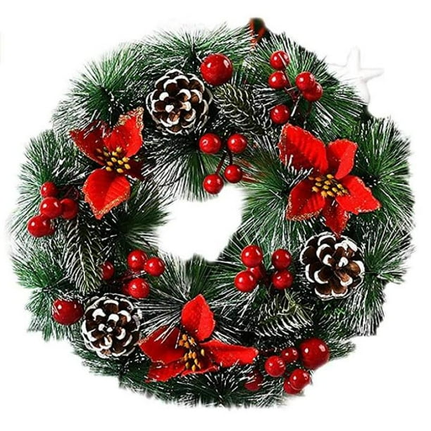 Guirnalda de Navidad, Guirnalda de Puerta Navidad Guirnalda de decoración de Navidad Guirnalda de Navidad con Bolas Guirnalda de Navidad Hecha a Mano Guirnalda de decoración, 32CM Adepaton LN-0833