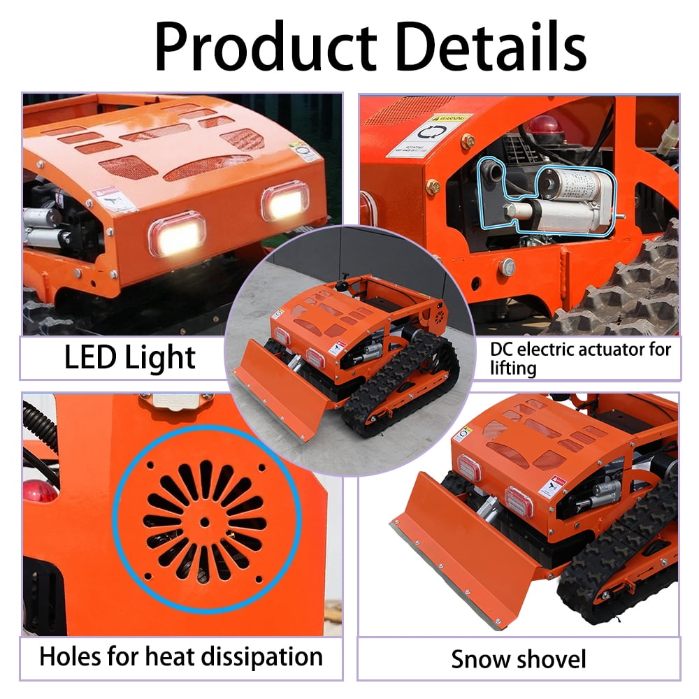 Remote Control Lawn Mower with Snow Plow - 500M Long Range RC Crawler, 50° Slope Capability, 9HP LONCIN 224CC Engine, 21.6" Cutting Width, All-Terrain Robot Mower for Large Yard, Orchard