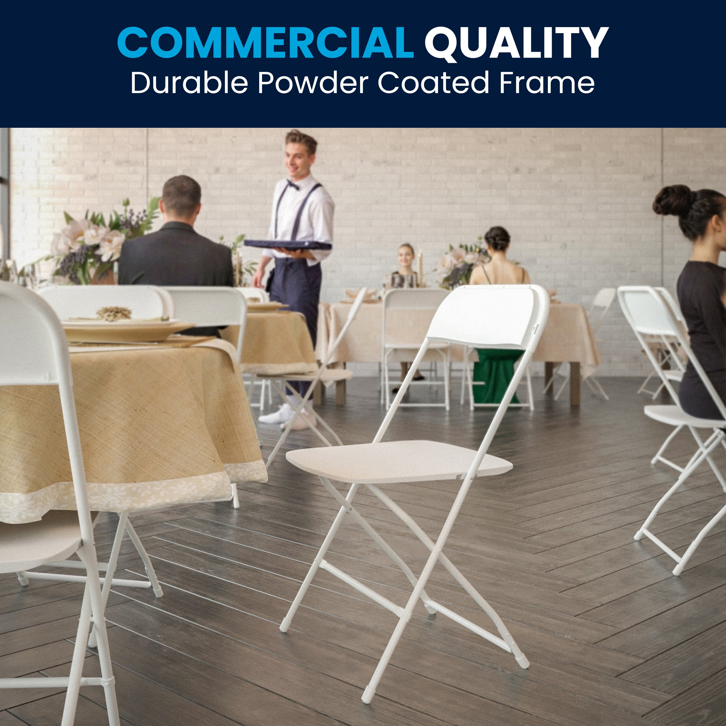 Flash Furniture Hercules Series Plastic Folding Event Chairs for Adults, Set of 10, White