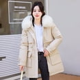 thumbnail image 4 of Savings Clearance 2024! TAGOLD Womens Coats,Womens Winter Jacket Warm Overcoat Slim Fur-Collar Zipper Thicker Coat Outwear, 4 of 6