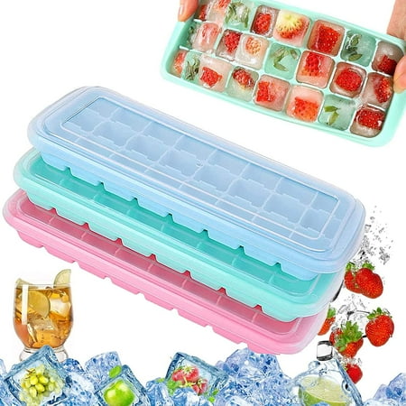 

Ice Cube Tray 3 Pcs Silicone Ice Cube Tray 72 Ice Cube Trays with Lids Stackable and Durable Ice Cube Mold for Water Whiskey Cocktail Fruit Ice