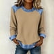 thumbnail image 4 of Camisetas de Manga Larga para las Mujeres Loose Fit Color Sólido Blusa de Cuello Redondo Top Suave Casual, 4 of 6