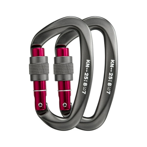 25KN Locking Climbing Carabiner Clip, Heavy Duty Carabiner for Rock Climbing, Rappelling, Hunting, and Rescue-Gray
