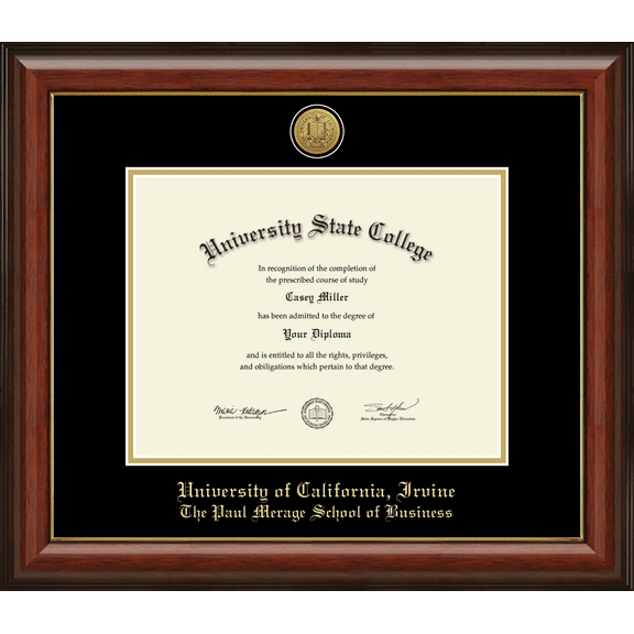 University of California Irvine The Paul Merage School of Business Diploma Frame, Document Size 11" x 8.5"