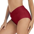 thumbnail image 3 of Sngxgn Womens High Waisted Bikini Bottom Tummy Control Bathing Swimsuit Bottoms Full Coverage Swim Bottoms(Red,L), 3 of 6