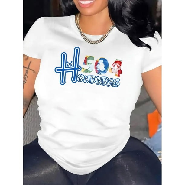 Camisetas gráficas para mujer, de manga corta, de algodón, para veranoWomen's Casual Chic Graphic Tee - Comfy Polyester & Spandex Blend, Crew Neck Short Sleeve, Perfect for SummerFather's Day, Mothe