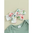 thumbnail image 5 of Jxzom Toddler Baby Girl Summer Clothes 3 6 12 18 24 Months Short Sleeve Ribbed Romper Floral Suspender Skirt Dress Headband Set, 5 of 8