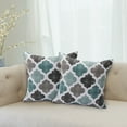 thumbnail image 5 of Haperlare Moroccan Geometric Throw Pillow Cases 20"x20" Boho Quatrefoil Pattern Aqua Green Cushion Cases Farmhouse Square Pillow Covers for Couch Sofa, Set of 2, 5 of 6