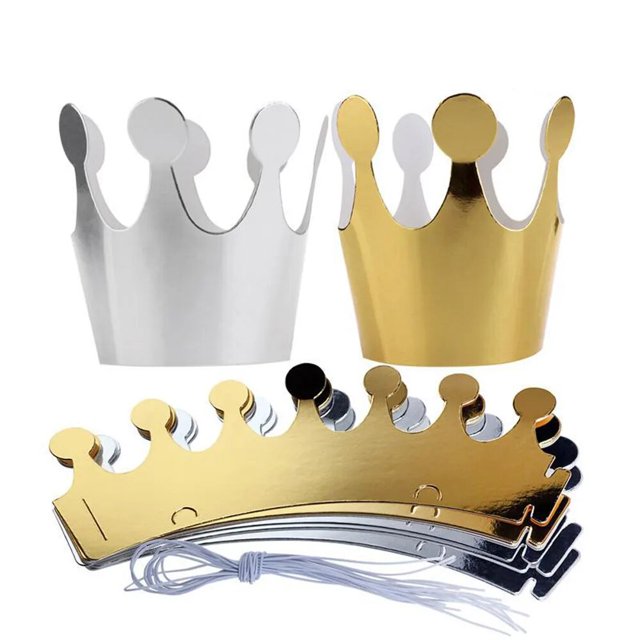 Sombreros de papel de feliz cumpleaños para niños y adultos, gorro de princesa, corona de Príncipe, decoración de fiesta para niño y niña, 5 piezas, Plata + 5 piezas, corona dorada, 10 piezas