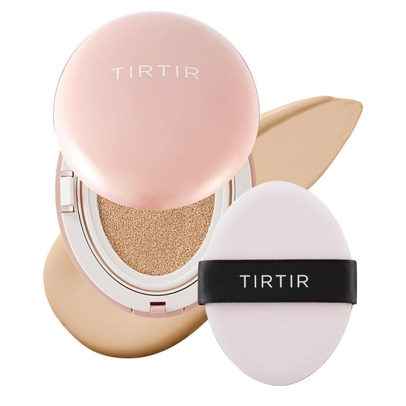TIRTIR Mask Fit All Cover Pink Cushion Foundation | High coverage Velvety Matte Finish Lightweight Flawless Corrects Redness Korean Cushion (#21N Ivory Full Size 0.63 Fl Oz)