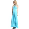 thumbnail image 3 of Evanese Women's Elegant Cross Tie Halter Long Formal Party Dress (L. Turquoise), 3 of 9