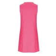 thumbnail image 6 of Plus Size Dresses for Womens 2025 Fashion Solid Color Sleeveless Round Neck Pleated Dress, 6 of 7