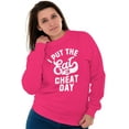 thumbnail image 3 of I Put Eat In Cheat Day Funny Foodie Unisex Plus Fleece Graphic Sweatshirt Brisco Brands 3X, 3 of 5