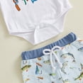 thumbnail image 5 of WUANDIXFA Baby Boy Clothes Fishing Short Sleeve Romper Shirt Tops Pants Summer Spring Outfits Cute Hat Set (White, 12-18 Months), 5 of 8