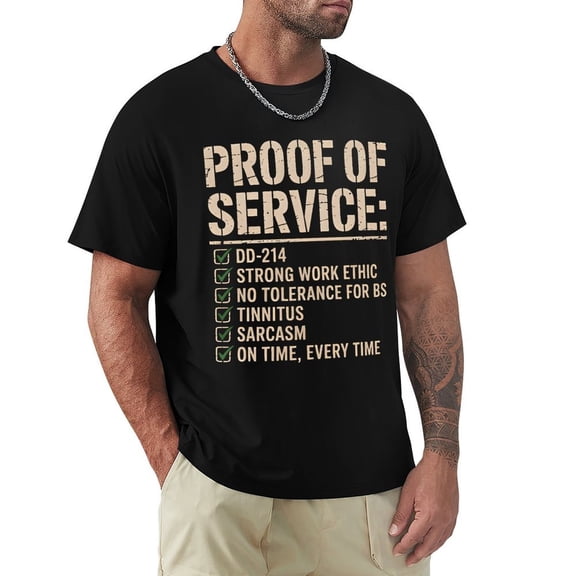 Proof of Service Men's Cotton HD Print Short Sleeve T-Shirt Crew Neck Top Black 3XL