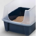 IRIS USA Open Top Cat Litter Box with Shield, Navy