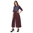 thumbnail image 3 of Moomaya Printed Front Slit A-Line Kurtis For Women Short Sleeve Summer Kurta, 3 of 5