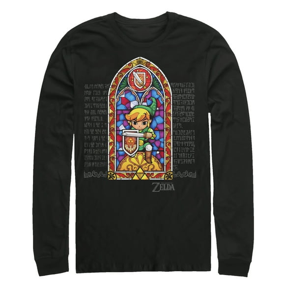 Men's Nintendo Legend of Zelda Stained Glass Long Sleeve Shirt Black 2X Large