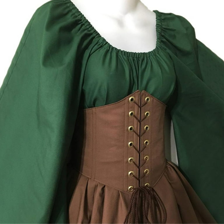KAWELL Women's Medieval Renaissance Costumes Pirate Corset Dress Women  Flare Sleeve Traditional Irish Short Dress 