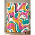 thumbnail image 4 of Abstract Art Shower Curtain Set ，Waterproof Fabric Shower Curtains Impressionist Style Pink Green Water Ripple Shower Curtains for Bathroom,Bathroom Decor 72"x72", 4 of 6