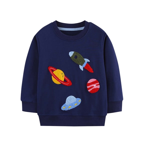 Favoffer Boy Dinosaur Sweatshirts Towel Embroidery Toddler Long Sleeve Cotton Space Pullover Cartoon T-Shirts Sport Top Tee For Kids 2-7T
