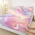 thumbnail image 3 of jejeloiu Gradient Rainbow Sky Full Size Sheets,Multicolor Outer Space Bed Sheets For Girl Teens 4pcs, 3 of 7