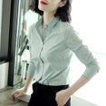 thumbnail image 1 of Camisa De Manga Larga Holgada Coreana De Todo Combinado Para Mujer , Blusa Frontal Con Botones Lisos De Gran Tamaño, 1 of 4