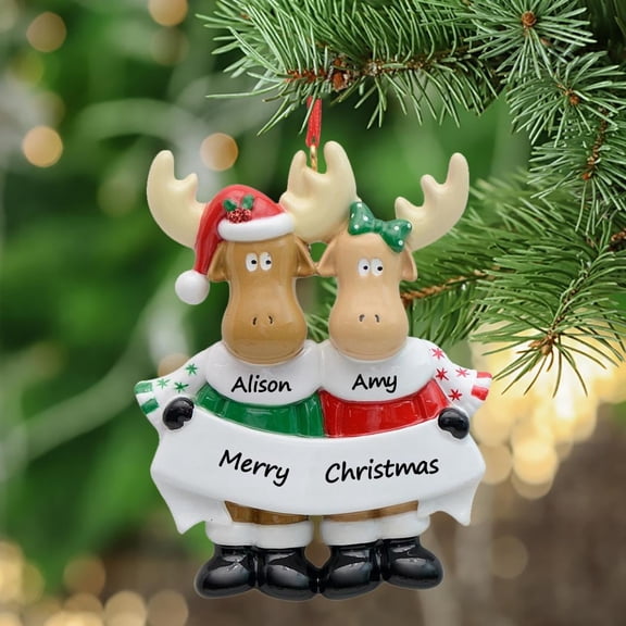 Maxora Personalized Ornaments Customized Christmas ornament Moose family Family Ornament of 2 Free Customize