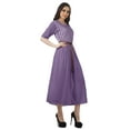 thumbnail image 3 of Moomaya Short Sleeve Midi Dress Printed Pleated Scoop Neck Elegant Work Dress, 3 of 6
