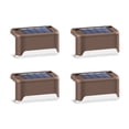 thumbnail image 2 of Paquete de 4 luces solares para terraza de escalera 3000K Lámparas de valla interior al aire libre Sensor LED Recargable Plástico Hogar Jardín Camino Marrón Inevent HA009192-02B, 2 of 6