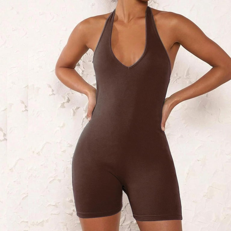 Short Jumpsuit for women - Women's Square Neck One Piece Jumpsuit Tummy  Control Bodycon Shorts Rompers for Yoga Workout 