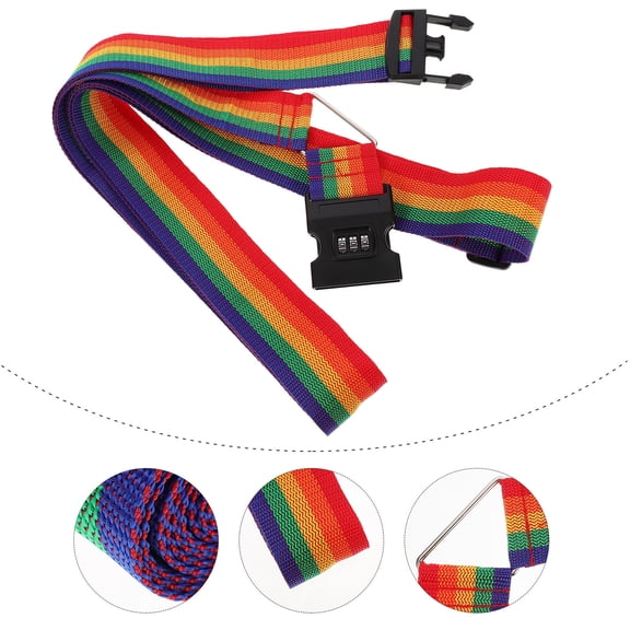 MEIBUTYUP Adjustable Multi-Color Luggage Strap with Built-in Password Lock, Lightweight Portable Travel Cargo Belt, 1 Piece