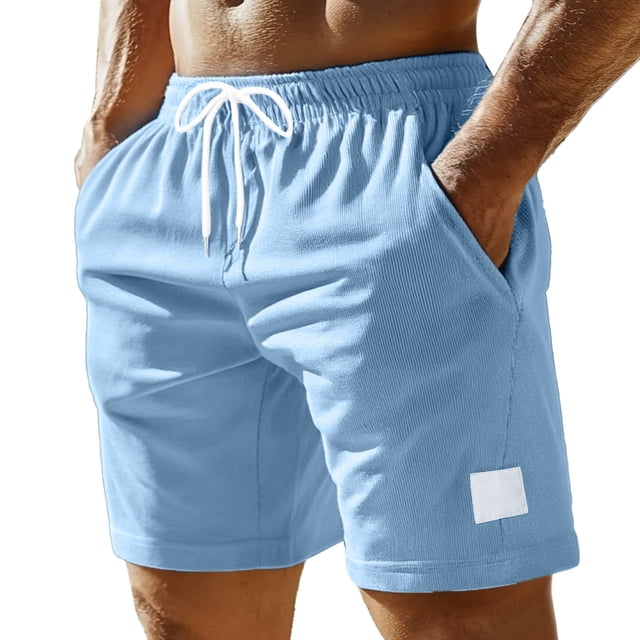 Pantalones cortos de playa con cintura elástica para hombre - Cordón ligero - Poliéster, corte holgado, tallas M-XXXL