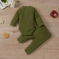 thumbnail image 4 of Newborn Baby Girl Boy Spring Fall Clothes Ribbed Cotton Solid Color Long Sleeve Romper+Pants Outfits Set, 4 of 7