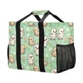 thumbnail image 2 of Cartoon Duck and Flowers Reusable Grocery Bags with Handle Side Pocket Waterproof Shopping Portable Tote, 2 of 8