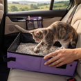 thumbnail image 5 of Portable Foldable Cat Litter Box, Lightweight Travel Outdoor Toilet, Car Camping Sand Pan for Kittens, Purple, M, 5 of 5