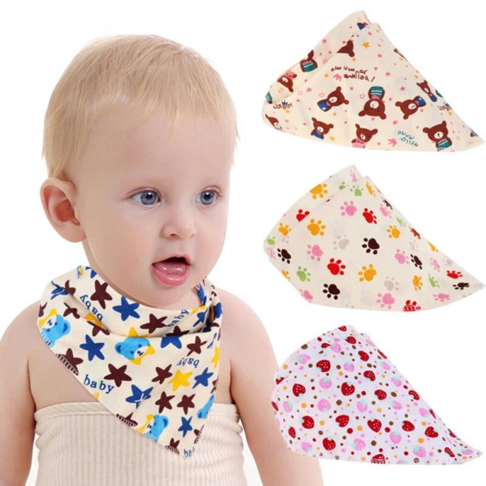 DREAMDEER Baby Bibs Cotton Snap Button Triangle Saliva Towel Feeding Drool Bibs Purple