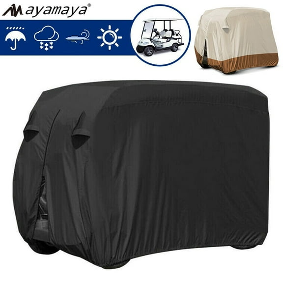AYAMAYA Golf Cart Covers 4 Passengers, Heavy Duty 420D Club Car Cover,Waterproof Anti-UV Covers for Golf Cart, Roof 80" L Dustproof &Durable Fits EZGO, Club Car, Yamaha(Black)