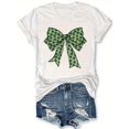 thumbnail image 2 of Women's St. Patrick's Day Bow Print T-Shirt, 100% Polyester Knit Fabric, Casual Crew Neck Short Sleeve Tee for Spring/Summer, Holiday Festive Shirt | Festive Graphic Tee | Smooth Texture Shirt, 2 of 7