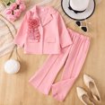 thumbnail image 4 of Gaexia Girls Fall Two Piece Outfit, Long Pants with 3D Floral Embroidery, Cute Toddler Little Girl Casual Set, 4 of 6