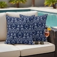 thumbnail image 4 of Navy Blue Spring Floral Outdoor Waterproof Pillow Covers, Modern Abstract Art Farmhouse Decorative Square Throw Pillowcase Sofa Cushion Sham for Patio/Couch/Chair, 18"x18" 2 Pack, 4 of 8