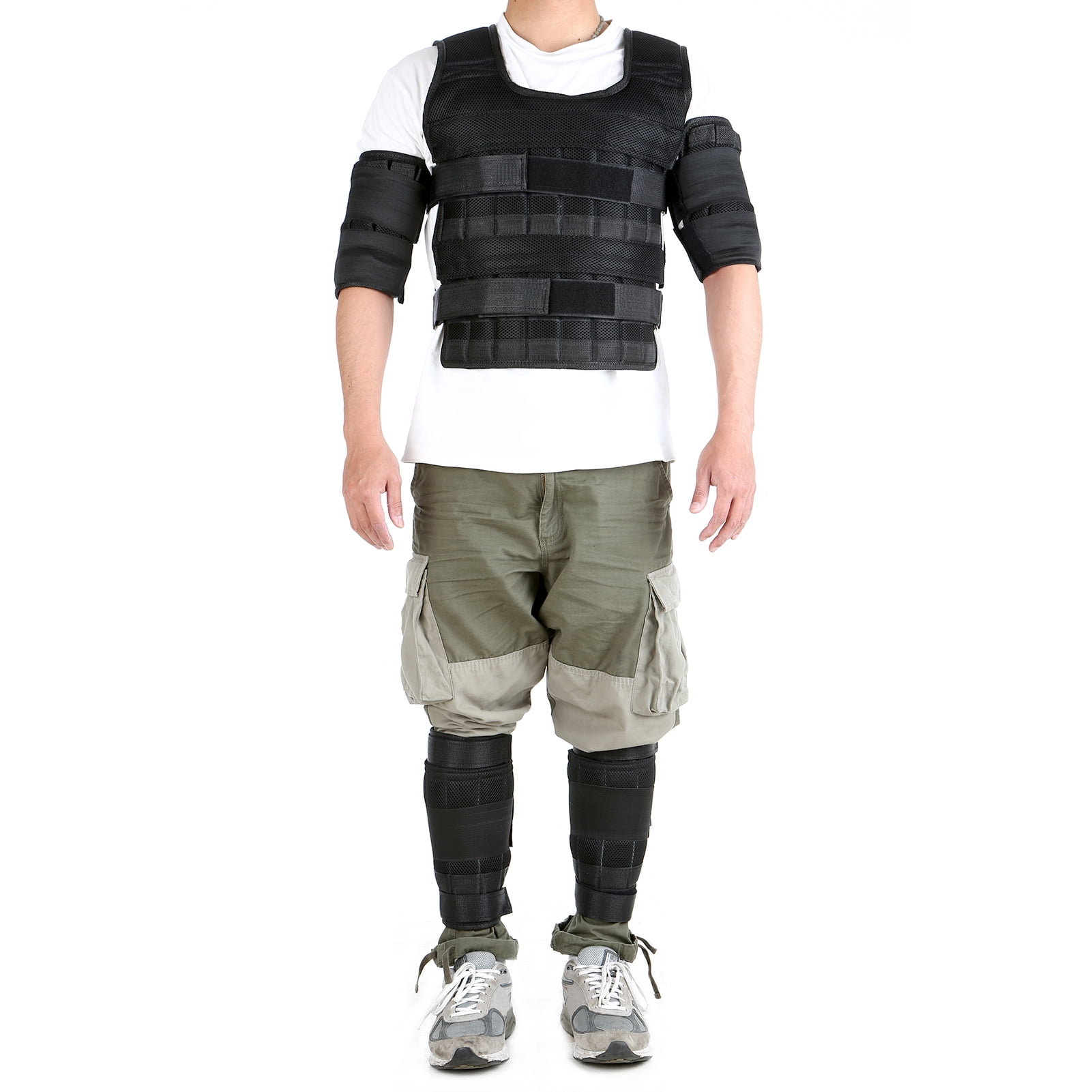Adjustable Weighted Vest + Leg Weights + Arm Weights for Men(77, 13 & 11 lbs), 3-in-1 Weighted Running Vest for Walking, Jogging & Strength Training, Ideal Weighted Workout Vest for Men