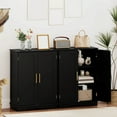 thumbnail image 2 of Auranook Floor Storage Cabinet Modern Storage Organizer w/Adjustable Shelves &2 Doors, 2 of 9