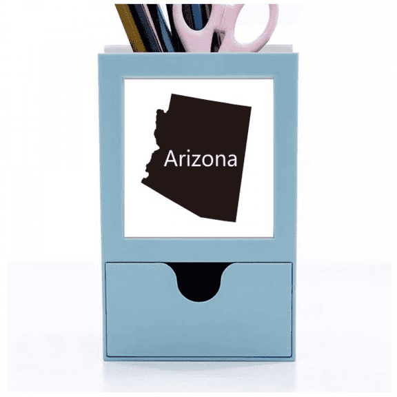 Arizona The United States Of America Map Desk Supplies Organizer Pen Holder Card