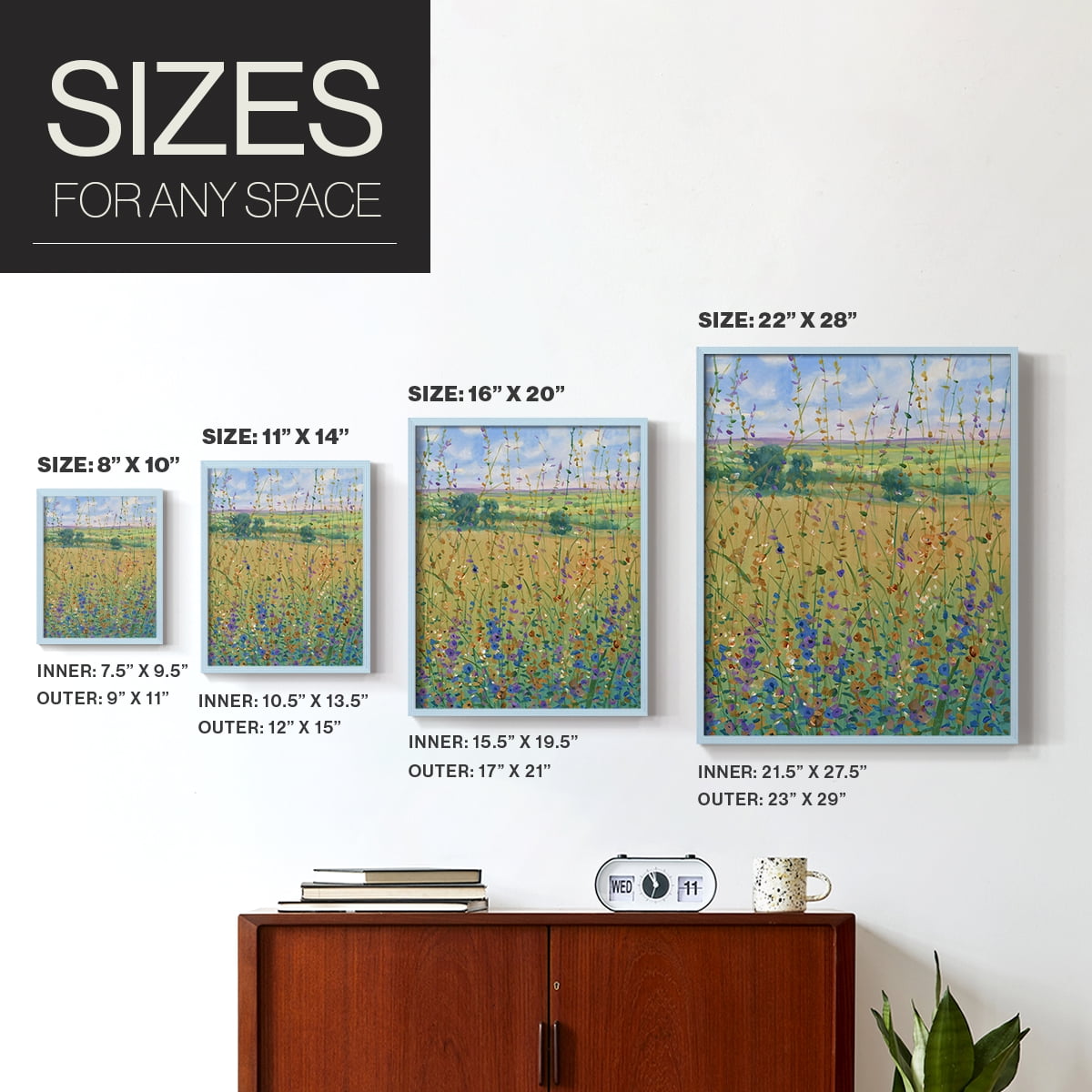 Wildflower Path I Framed Print - Solid Wood in Single Picture Frame Solid Wood 2 Framed Print
